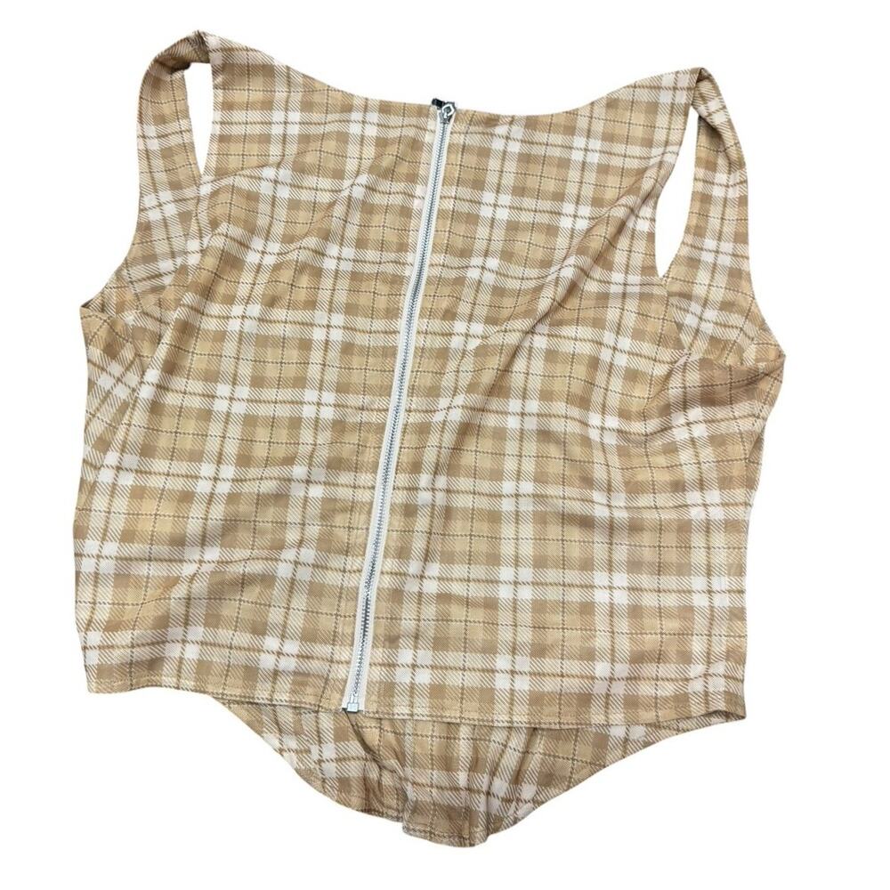 Miaou Campbell Corset Top Green Plaid Boned Square Neck XL - Picture 5 of 6
